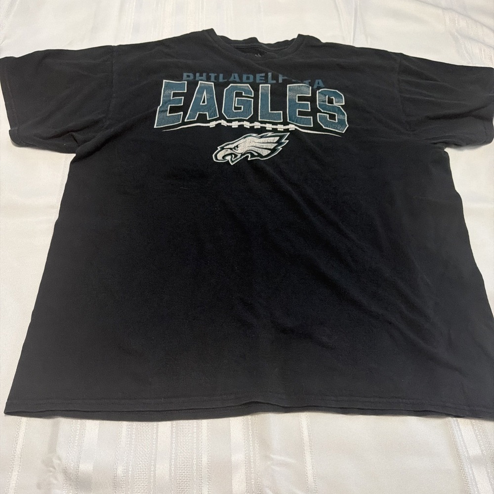 Majestic Philadelphia Eagles NFL T-Shirt Mens XL Black Graphic Tee Short Sleeve